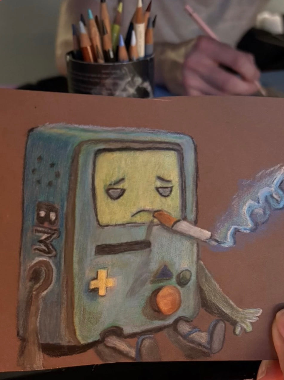 Adventure Time Custom Drawing - Sad BMO w/ cig